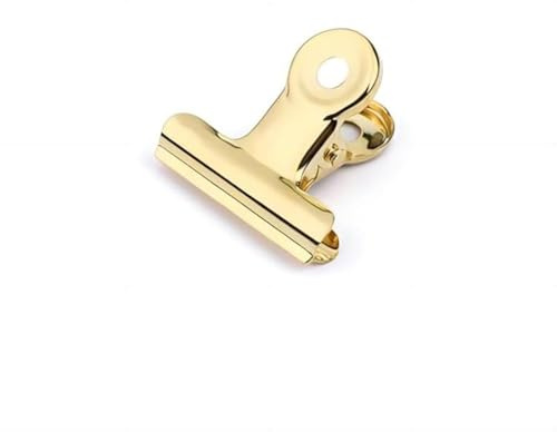 Coideal Small Gold Bull Hinge Clips, 30 Pcs Tiny Metal Binder Paper Clips for Tags Bags, Pictures Photos, Wire Grid Wall Decor, Office and Home Kitchen (Light Gold, 22mm)