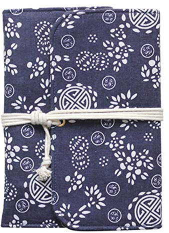 Cheerlife Leinen Tuch Journal Reisetagebuch Ringbucheinlagen DIN A5 A6 Notizbuch nachfüllbar Blätter gebunden Notebook Tagebuch für Damen und Herren (Blumen Dunkelblau, A5)