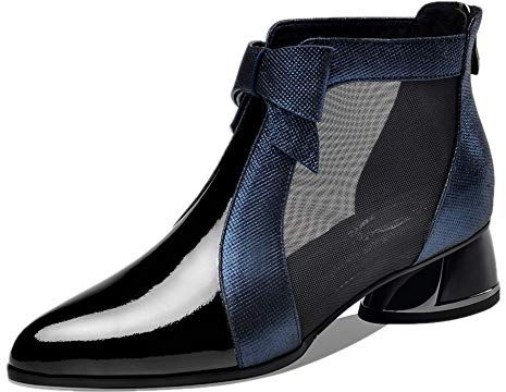 TinaCus Women's Pointed Toe Handmade Bowknot Ankle Boots(Blue, US9)