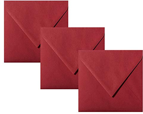 Paper24 Quadratische Briefumschläge 110 x 110 mm,120 g/qm, für Einladungen und Gutscheine, 50 Umschläge Bordeaux