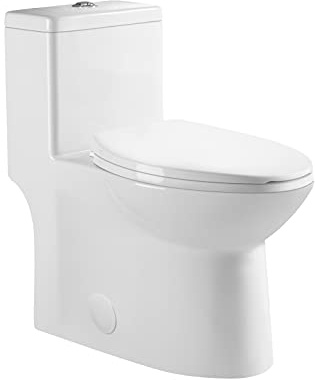 DeerValley Symmetry One Piece Toilet, Dual Flush 1.1/1.6 GPF Elongated Standard Toilet for Bathroom, Toilets with Comfortable Seat Height (Seat Included) (White)