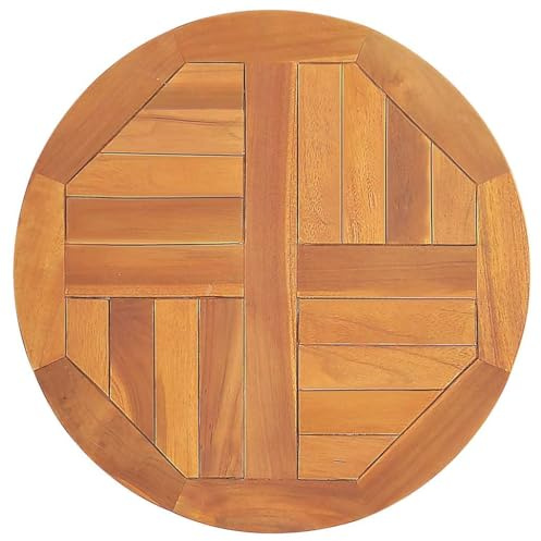 vidaXL Teak Massiv Tischplatte Massivholzplatte Holzplatte Ersatztischplatte Holz Platte für Esstisch Esszimmertisch Rund 2,5cm 50cm