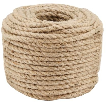 HAKZEON 8 mm jute-rep, 50 m 4-lagers naturligt manila-rep, starkt hamparep för trädgårdsarbete, camping, dekoration, buntning