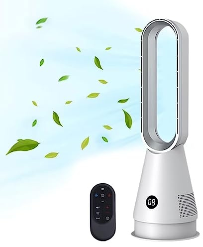 Ventilador de torre sin aspas purificador de aire,ventilador de torre sin hojas para oficina hogar,ventilador de pie oscilante 80° con remoto,8 velocidades,temporizador 8 horas,pantalla táctil LED