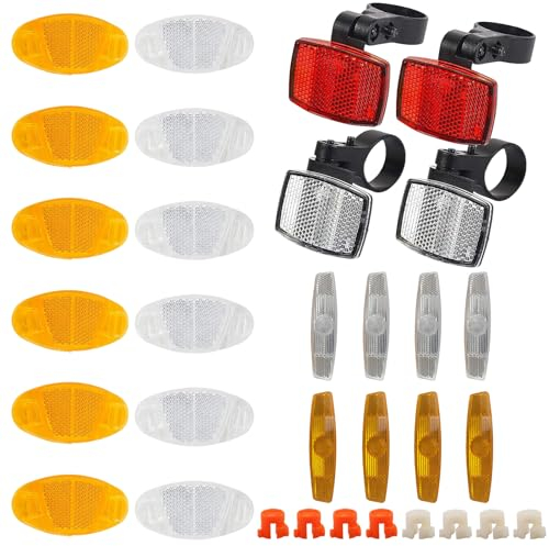 20 Stück Fahrrad Reflektor, Fahrrad Reflektoren Vorne und Hinten, Speichenreflektoren Halterung Fahrrad Katzenaugen Reflektoren Set Rückstrahler Fahrrad für MTB Fahrrad Mountainbike Motorrad Kinder