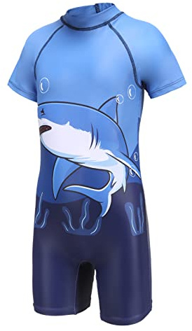 Aisyee Boys Swimming Costume Kids Short Sleeve Swimsuit Boys One Piece Swimwear Child Rash Guard Bathing Suit 15-16 Years