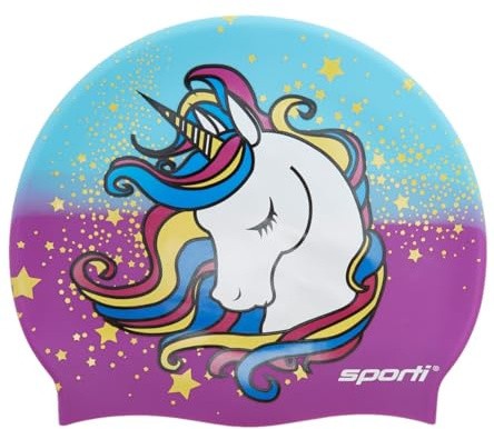 Sporti Unicorn Sparkle Silicone Swim Cap - Purple