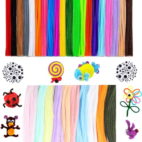 300 Stück Pfeifenreiniger Chenilledraht Bunt Biegeplüsch, 30cm Pfeifenputzer Bunt zum Basteln, 30 Farben Chenilledraht Pfeiffendraht für DIY-Projekte und Basteldeko für Kinder (30Farben(300 Stück)