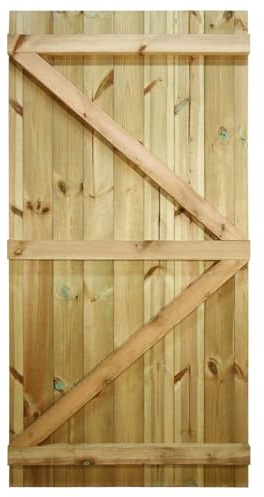 Flat Top Wooden Garden Gate, 6ft x 3ft T&G Semi-Braced Timber Side Door