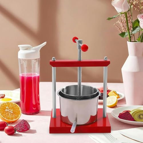 DMBBSAPBSH Obst- und Weinpresse, Obst- und Weinpresse, manuelle Presse aus Edelstahl, für Saft, Trauben, Gemüse, Wein (6 Liter)