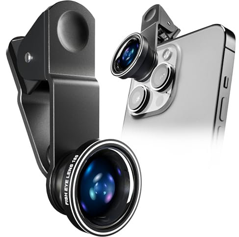 Fisheye 185° Phone Camera Lens Attachment - Perfect for Social Media – Easy Clip-On HD Lens for Unique Circular Photos & Videos – Portable, Easy to Use