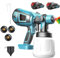 Neue Upgrades farbsprühsysteme, Kompatibel mit Makita 18V Akkus, Elektro Lackierpistole mit 3 Düsen, 3 Spritzmuster,mit Abnehmbarem 1000ml-Farbeimer(2x3000mAh Akku und Ladegerät) ﻿ ﻿