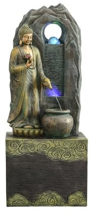 yixinzi-2024 Fuente de pie Fuente de Agua Que atrae la Fortuna Adornos de pie Agua circulante Rueda de Feng Shui for Sala de Estar Fuente Independiente