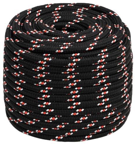 Cuerda para escalada de rocío, color negro, 18 mm, 100 m, polipropileno, para interior y exterior