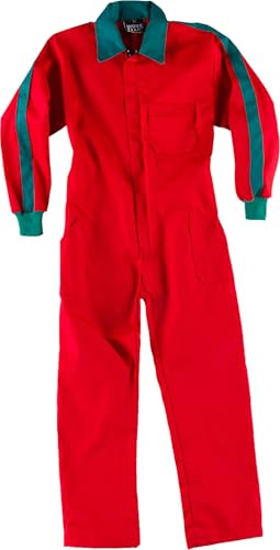 WORKTEAM Buzo de Niño, Infantil, Tipo Trabajo Combinado, Mono Niño con Cremallera Oculta, Multibolsillos, Puños Elásticos y Tejido Resistente. Niño y Niña Rojo+Verde 10