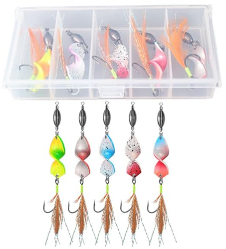 5 esche da pesca in metallo generiche, esche dure, wobbler (arancione)