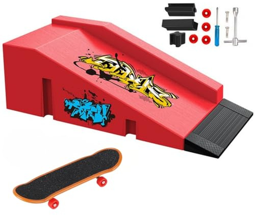 TriUnytion Skateboard och fingerramp tillbehörsset mini fingerskateboard park kit ramper för pojkar och flickor present (B)