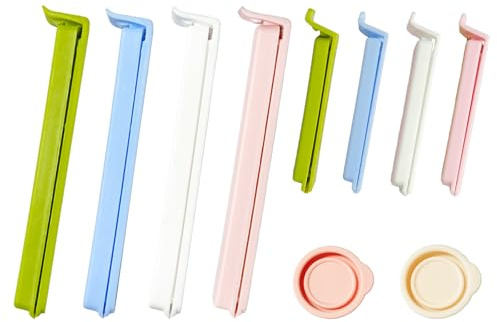 ZEMINRI 10 Pièces Pince Sachet Alimentaire Fermeture Sachet (10Pièces) | Fermeture Hermétique: Pinces cuisine en plastique et bouchons silicone, gardent vos aliments au frais en toute simplicité.