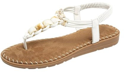 Sandaler, damer, eleganta, vintagetofflor, sommar, romerska sandaler, damer, platta Slingback, strandsandaler, lätta sommarsandaler, T-remmar, tofflor, mjuka sulor, fritidsskor