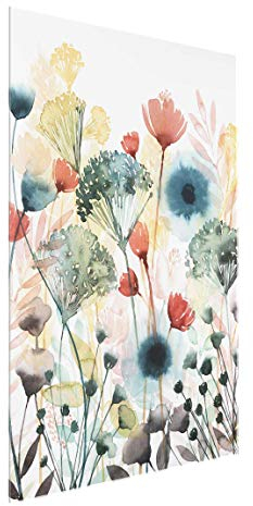 Bilderwelten Glasbild Wildblumen im Sommer I Kunst Wandbild aus Glas Hochformat, 80x60 cm