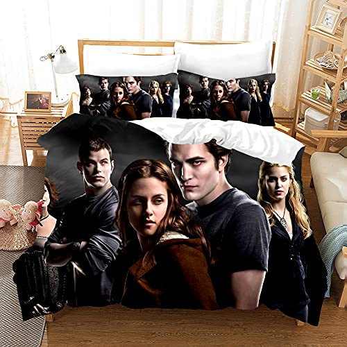 PTNQAZ Movie Twilight Bettwäsche-Set, 3D-Druck, Bettwäsche mit Kissenbezug, Tagesdecke, Doppelbett, King-Size-Bett, für Schlafzimmer (Doppelbett, 1)