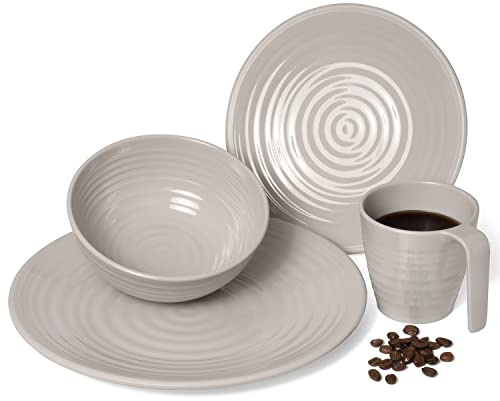 Juego de vajilla de melamina para camping para 1 persona, 4 piezas, taza, cuenco, vasos, platos, juego de picnic y barbacoa