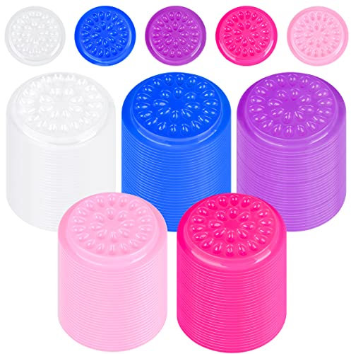 150 Pieces False Eyelash Glue Holder Eyelash Extension Glue Holder Tray Flower Shape Glue Pallet Pads for Nail Art or Tattoo Ink, 5 Colors