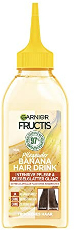 Garnier Haarfluid für trockenes Haar, Haarkur für mehr Glanz und Geschmeidigkeit, Mit reparierender Lamellar-Formel, Fructis Banana Hairdrink, 1 x 200 ml