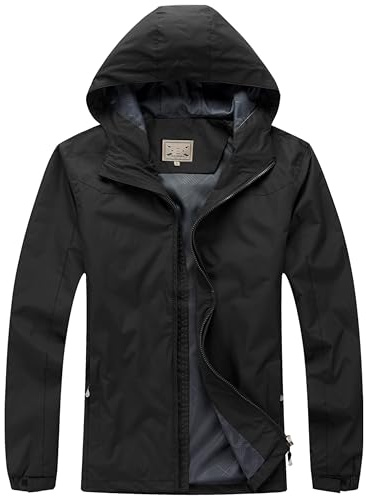 Blu Apparel Mens Waterproof Rain Jacket Premium Branded Walking Hiking Everyday wear Jacket Windproof (UK, Alpha, XL, Regular, Regular, Black)