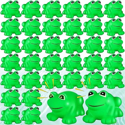 36 rane galleggianti in gomma per bambini, simpatici giocattoli da bagno mini rane galleggianti che squittiscono per decorazione di torte, aule, carnevale, premi, baby shower, feste di compleanno