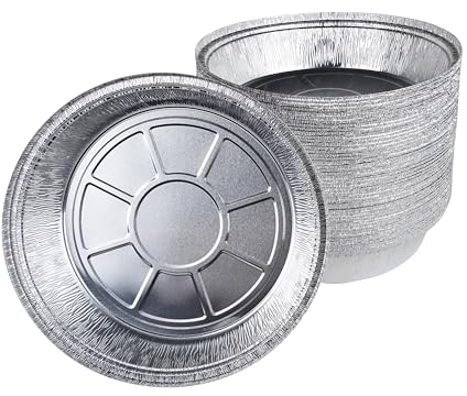 Inoverse Lot de 50 moules à pâtisserie ronds en aluminium - Diamètre : 23 cm - Jetables - En aluminium - Pour linzer, soufflé, soufflé - Ronds - De qualité supérieure
