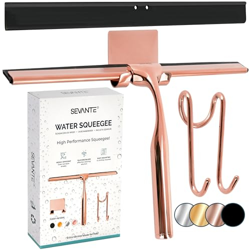 SEVANTE Limpiacristales de ducha de 24,5 cm – Metal Ventanas – Accesorios de baño – Extractor de – Flota para ducha, vidrio y espejo