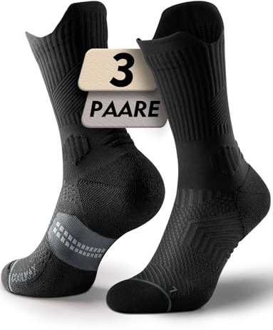 Juclise Coolmax - Calzini da corsa a compressione in viscosa di bambù traspiranti ammortizzati anti-vesciche supporto per arco plantare sport (IT, Numero, 38, 42, Regular, Regular, Nero)