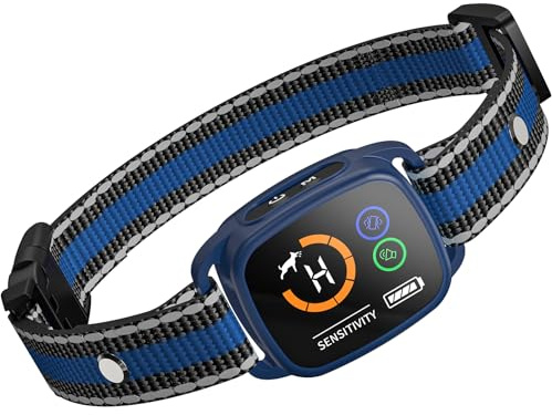 Collier Anti Aboiement Chiens,Modes Son/Vibration/Vibration Forte, Détection Intelligente des Aboiements, Rechargeable, Étanche IP67, Collier Anti Aboiement Petit Chien (Bleu)