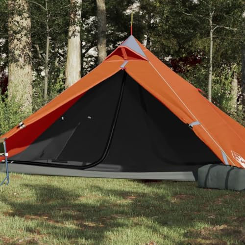Tino Tech Tipi Tente de camping pour 1 personne - Tente d'extérieur coupe-vent - 255 x 153 x 130 cm - Polyester et polyéthylène - Orange