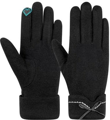 MELLIEX Guanti Donna Invernali Lana Guanti Touch Screen Guanti Termici in Maglia Morbida，Nero