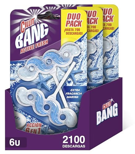 Cillit Bang Active Fresh - Colgador Wc, Fragancia Frescor Marino. Pack, 3x2 Unidades, 2100 Descargas