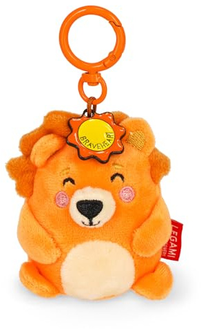 Legami - Schlüsselanhänger Super Soft! Lion Motiv, Plüsch-Schlüsselanhänger, Anhänger mit eingravierter Botschaft und Karabinerhaken aus Zink, 7x11 cm