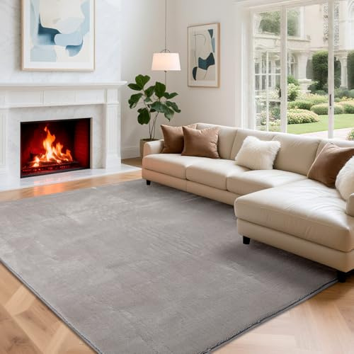 Puremy Alfombra de Salónde Pelo Corto, Suave, Moderna, de Color Liso, para Dormitorio, HabitacióN Infantil, 140 X 200 Cm, Gris Claro