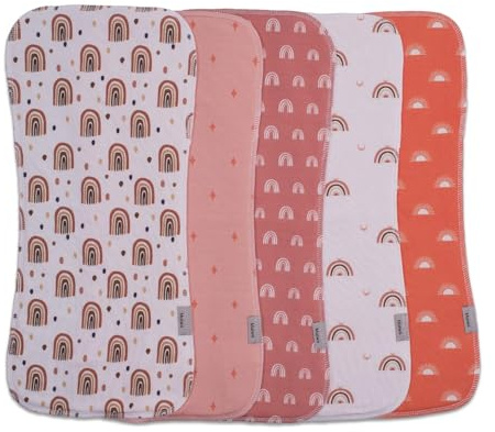 Maiwamita Confezione da 5 panni per il ruttino per neonati e bambine, morbidi e assorbenti, per bambini, unisex, grandi, 47 x 22 cm (stampa multicolore, confezione da 5)