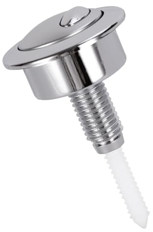 1Pcs Toilet Flush Button Compatible with Optima49, Round Head Dual Toilet Push Button Flush Replacement (Silver)