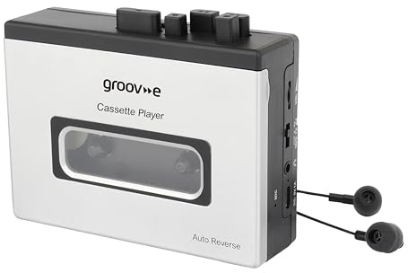 Groov-e Retro Cassette Player & Recorder with Bluetooth - Comes with Headphones, Has Auto Reverse Feature, Built-In Mic & Speaker, USB or Battery-Operated