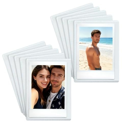 Magnetic Photo Frames for Polaroid Film Instax Mini, 10 PCS Magnetic Photo Frames for Fridge 10 x 7,2 cm Magnetic Picture Frames for Polaroid/Instax Photos for Fridge (White)