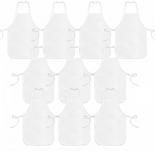 GETRICH Tablier Blanc Enfant,10 Pièces Tablier Cuisine Enfant,Réutilisables