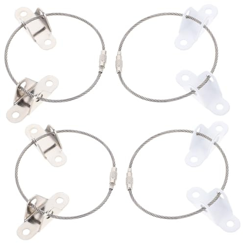 Child Proofing Furniture Anchor Anti Tip Straps 4 Sets White | Bookshelf and TV, Easy Installation with Adjustable Straps, Iron and Stainless Steel Parts, Boys and Girls Safety