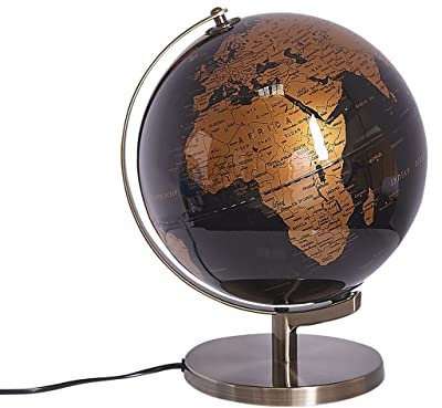 Glänzender, beleuchteter Deko-Globus in Schwarz mit edlem Standfuß Magellan