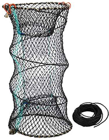 Hlotmeky Crab Trap Minnow Trap Fishing Bait Traps with 10m Hand Rope, Folded Lobster Crawfish Fishing Net Trap