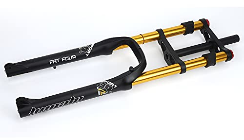RUJIXU 26-Zoll-Fahrrad-Federgabeln 4.0 Fatbike Gerade Vorderradgabel Bergab Mountainbike MTB-Gabel 1-1/8 Scheibenbremse Luftgabel 170mm Federweg E-Bike Vorderradgabel BMX 2850g (Color : Black Gold)
