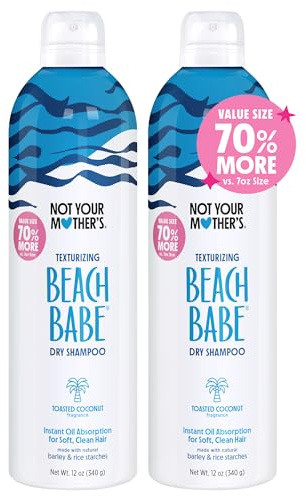 Not Your Mother's Value Pack Beach Babe Jumbo Dry Shampoo (2-Pack) - 12 oz Each - 70% More to Instantly Absorb Oil and Create Effortless Sea-Tossed Texture - Toasted Coconut - For All Hair Types