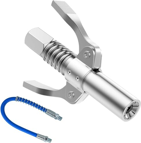 Fettpresse Kupplung, Fettpresse Adapter, Fettpumpe, G Fettpresse Mundstück Coupler, Fettpistolen Kupplung, Verriegelungszange für alle Fettpressen, Leichtes An-und Ausziehen Mit 30cm Schlauch